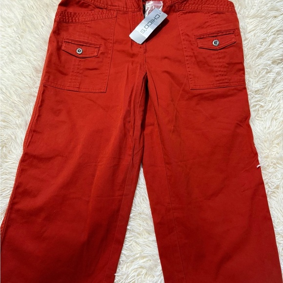 Chico's Pants - 🆕 Chico's Red-Orange Cargo Pants Wide-Leg Style